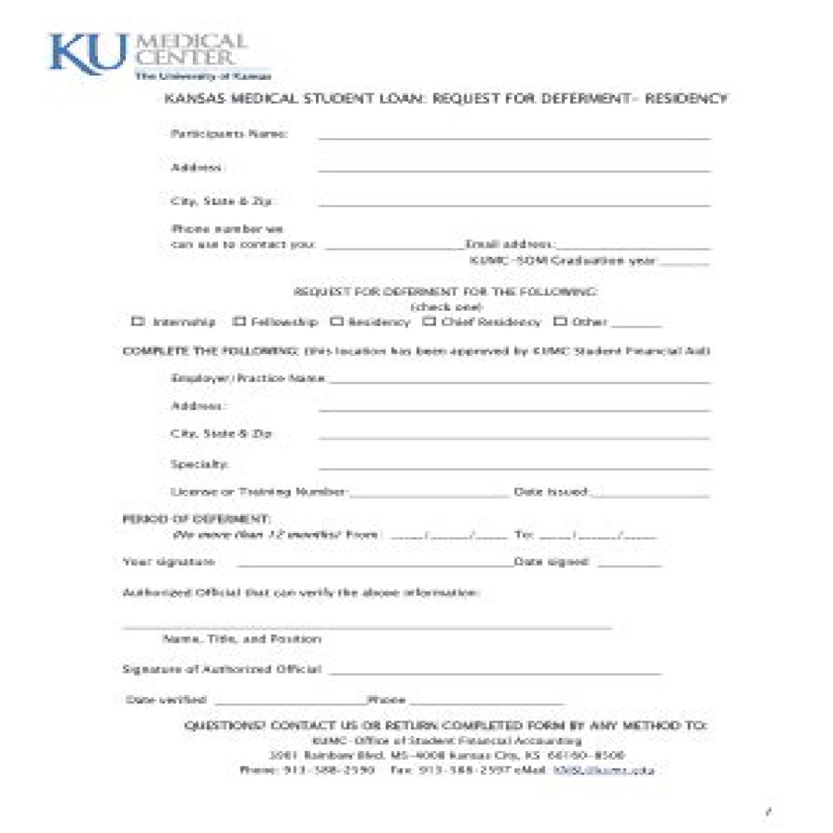 Kansas Medical Student Loan (KMSL)